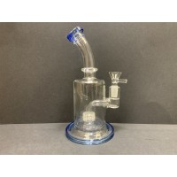 Blue Translucent Dab Rig with Bong Bowl