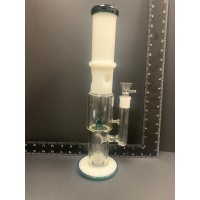 Tall White & Green Glass Ice Bong