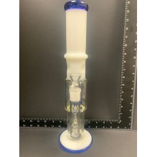 Tall White & Blue Glass Ice Bong 